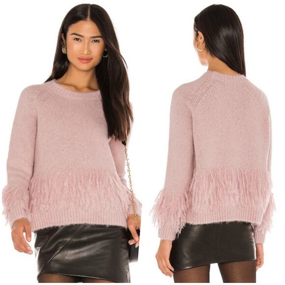 Cinq à Sept | Women | Dusty Pink Alpaca Merino Wool Knit Fringe Sweater | Medium - Picture 11 of 12